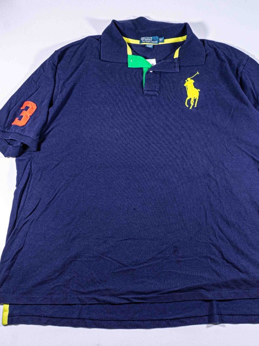 Polo Ralph Lauren Big Pony 3 Mesh Polo Shirt Mens 3XLT Tall Navy Blue Cotton